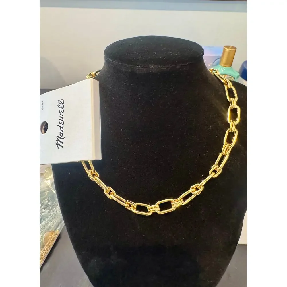 Madewell Womens Chunky Link Chain Necklace Nickel-Safe Antique Gold One Size NWT - Picture 10 of 13